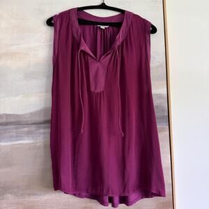 Sweet Grey Womens Tank Size Small Red Tie Front Flowy Soft Classic Comfort